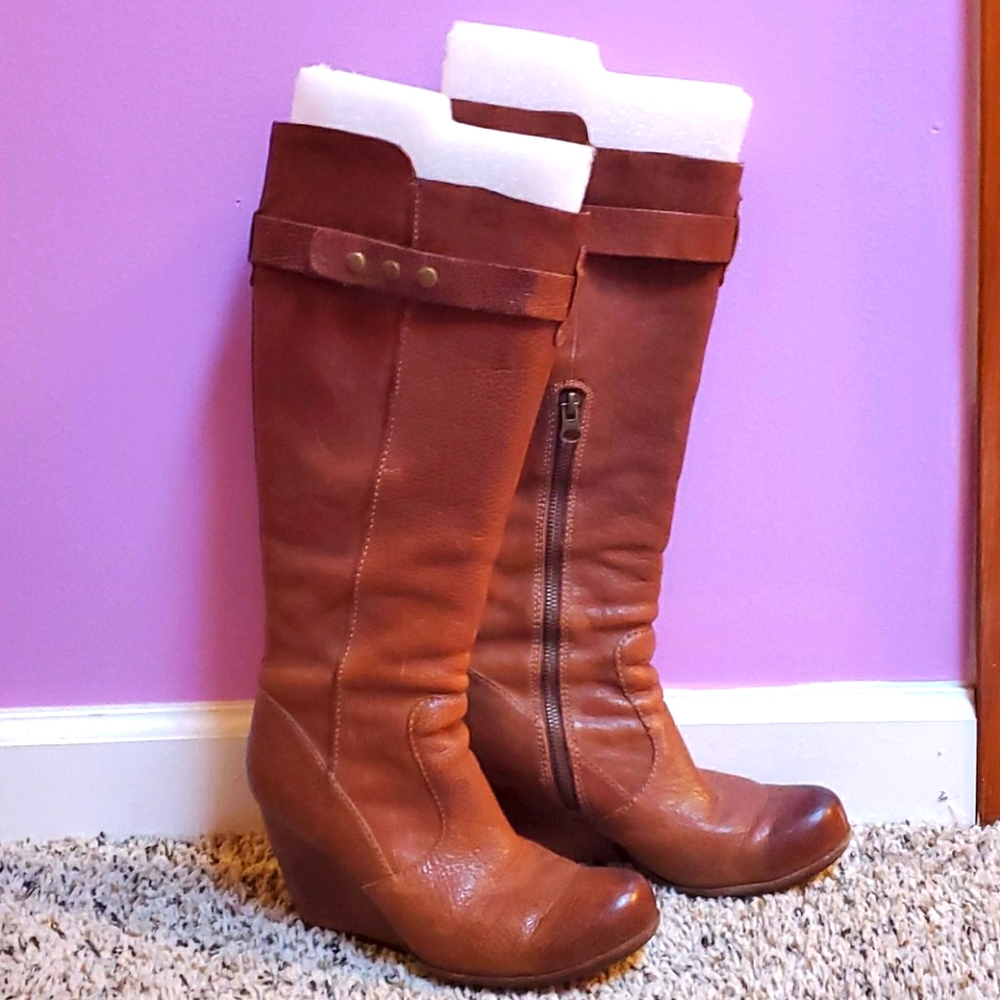 Kork-ease cognac leather boots sz 6.5